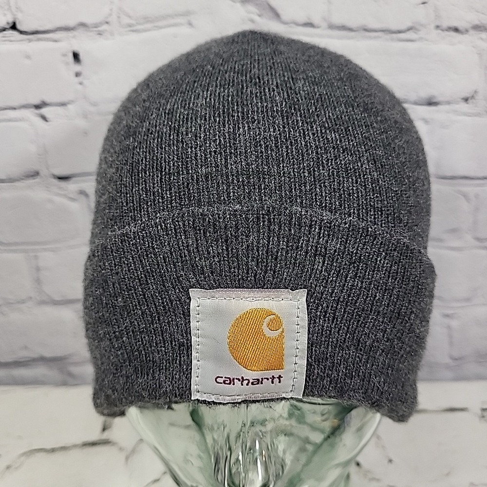 Carhartt A18 Beanie Mens Gray Classic Logo Patch‎ Stretch Knit Work Hat